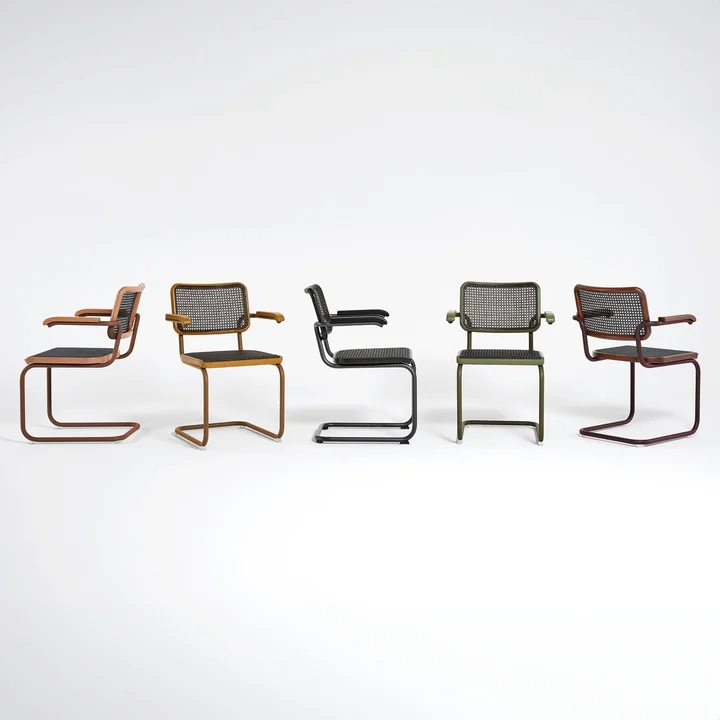 Thonet - S 32 N Stuhl, Chrom / Nussbaum geölt / Netzbespannung schwarz (Pure Materials)