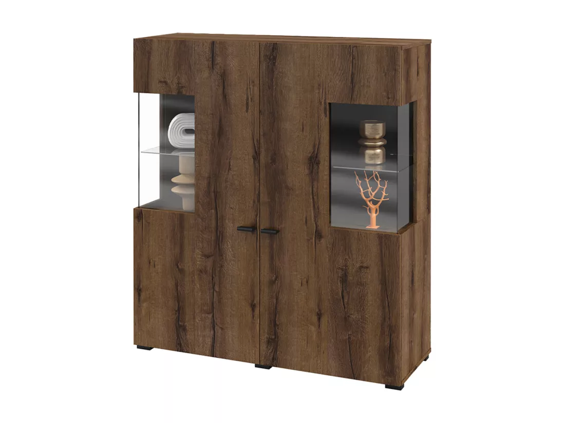 Vaisselier 2 portes Akram Bois Wengé et Noir