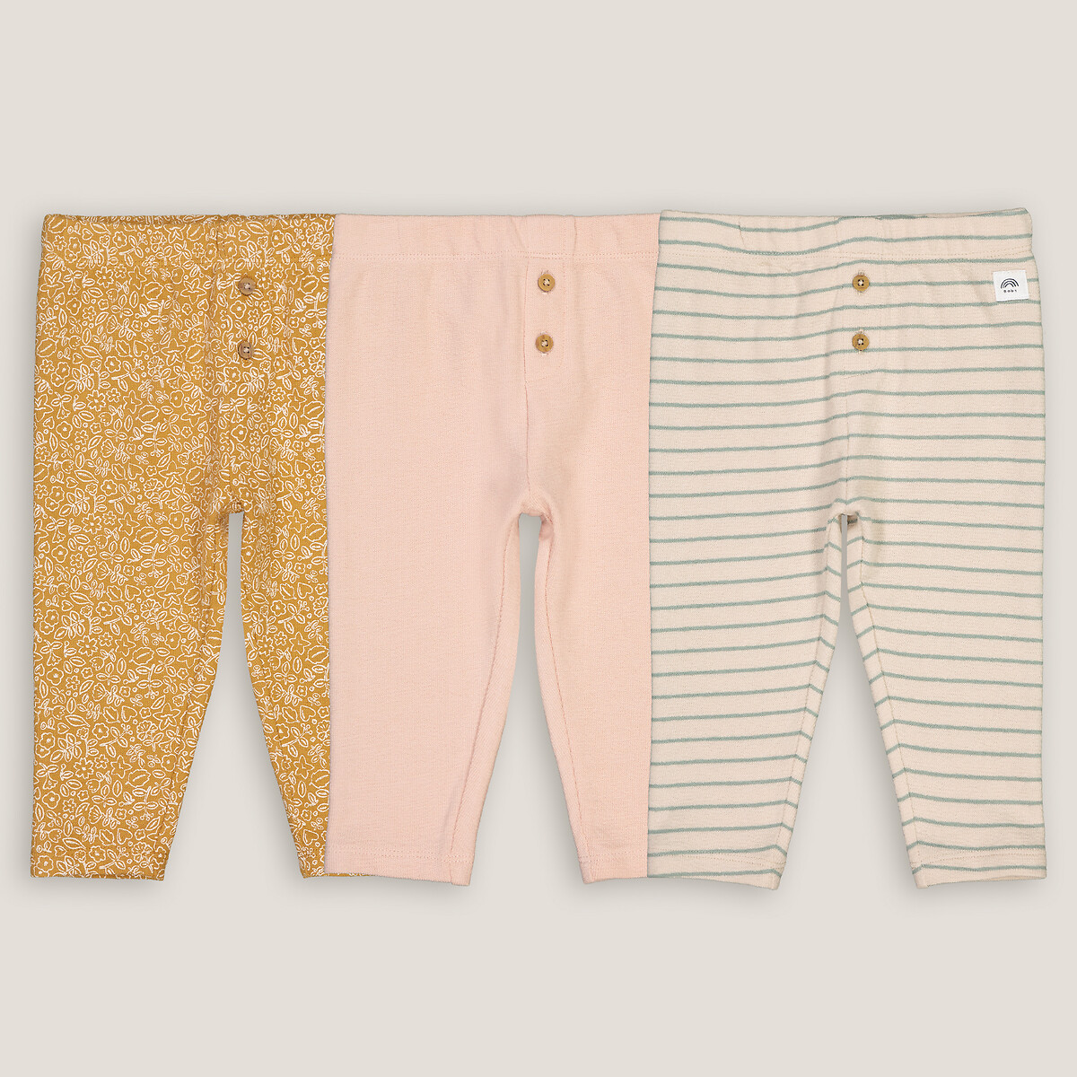 COLEÇÃO LA REDOUTE<br>Conjunto de 3 leggings em algodão fantasia