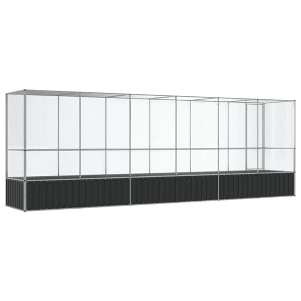 vidaXL Voliere med forlengelse sølv 626,5x107x212 cm stål
