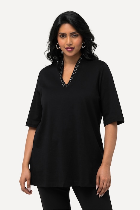 T-Shirt, Pima Cotton, A-Linie, Kelchkragen, Halbarm