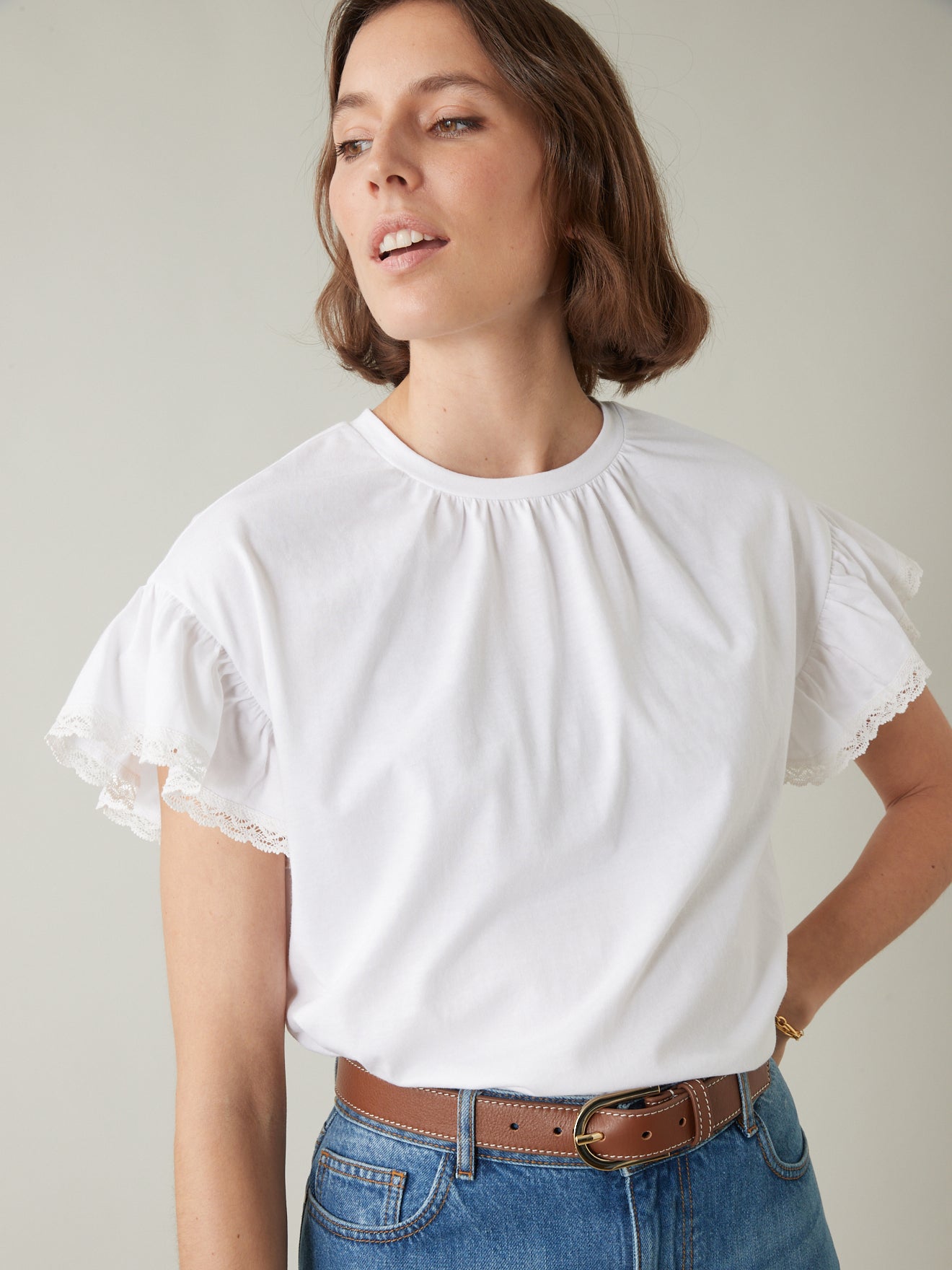 T-shirt manches volantées femme - coton bio
