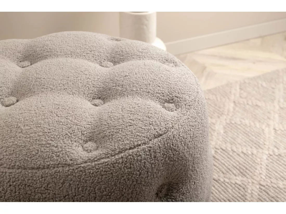 Pouf Capitonné Tissu Bouclette 