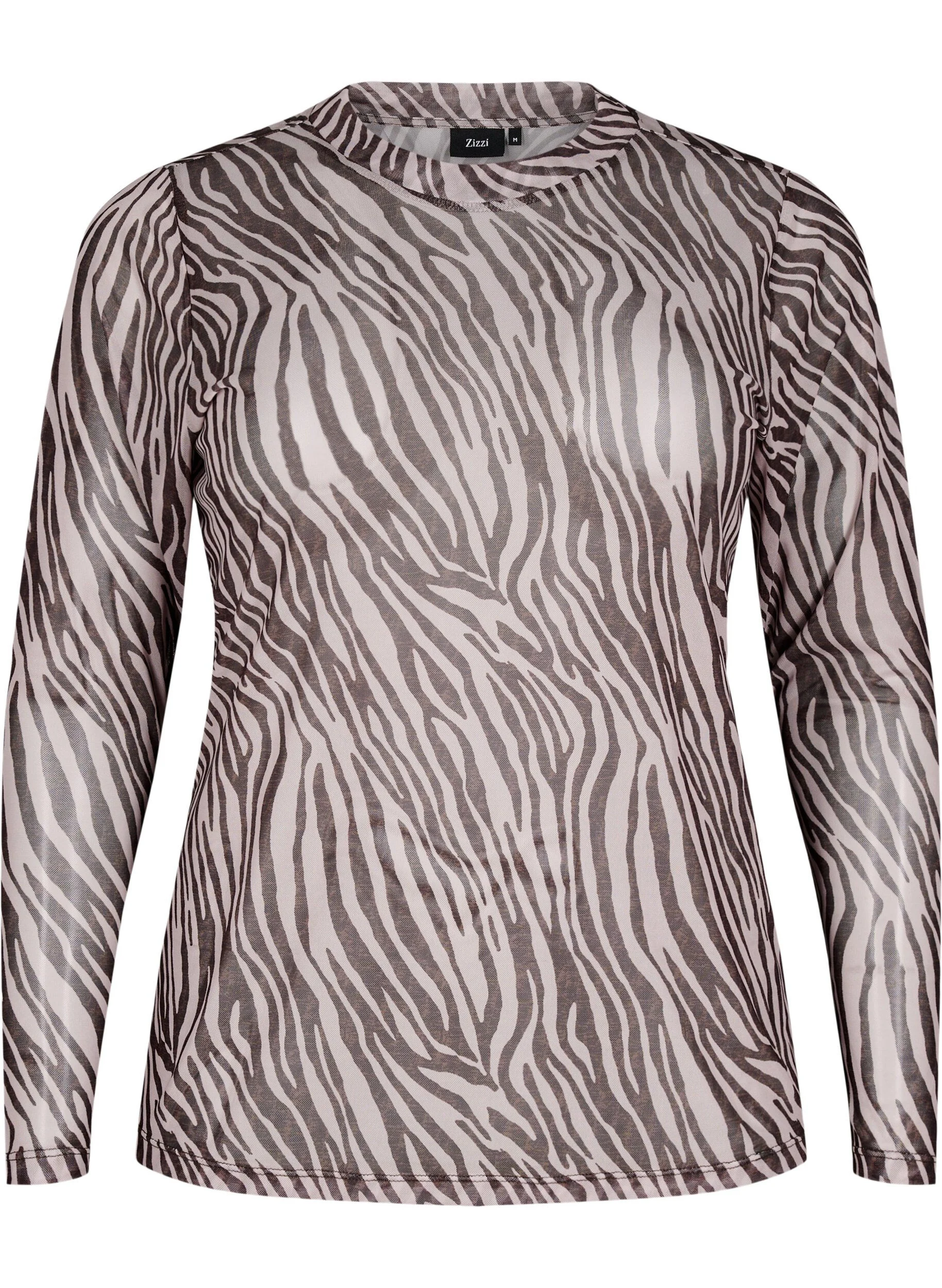 Mesh bluse med zebramønster