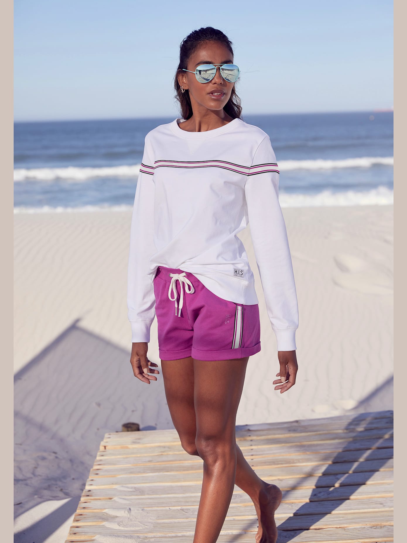 Short de plage short à rayures