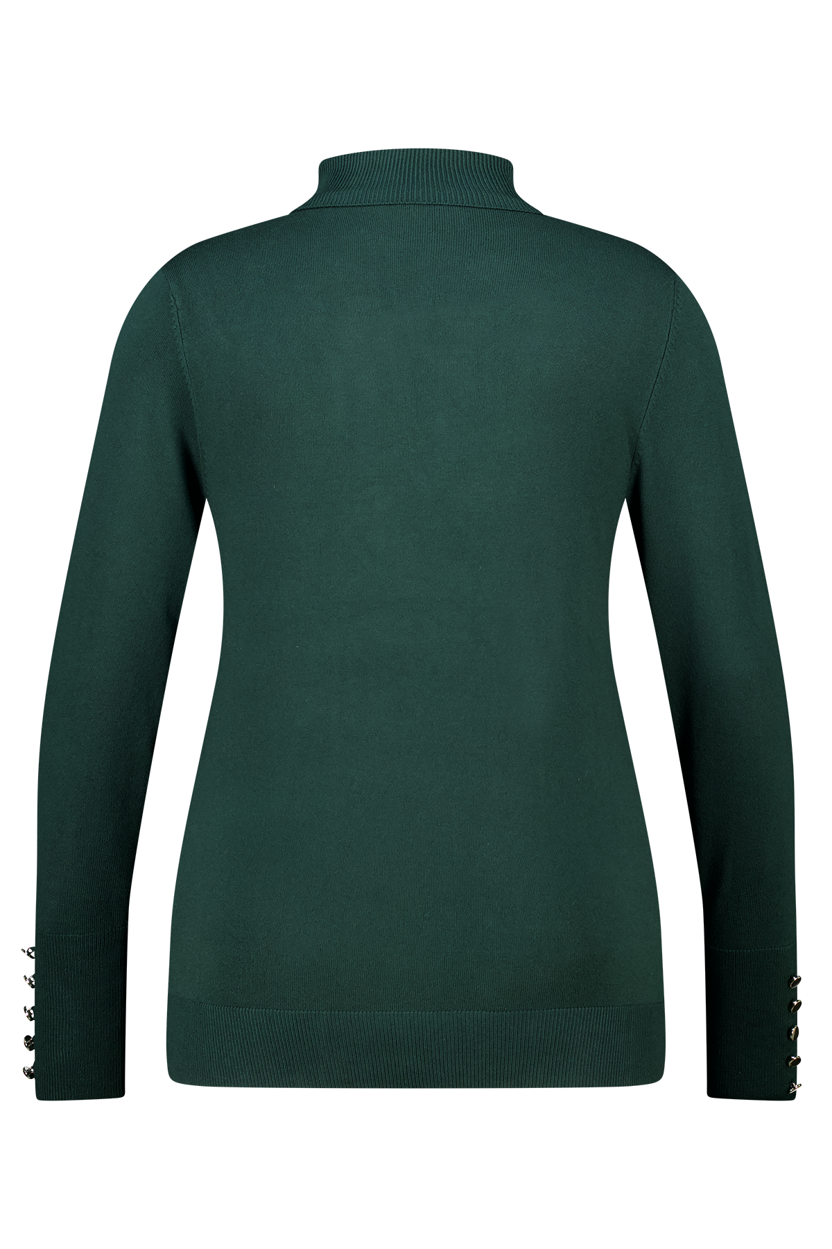 Trui met turtle neck en sierknopen Donker groen
