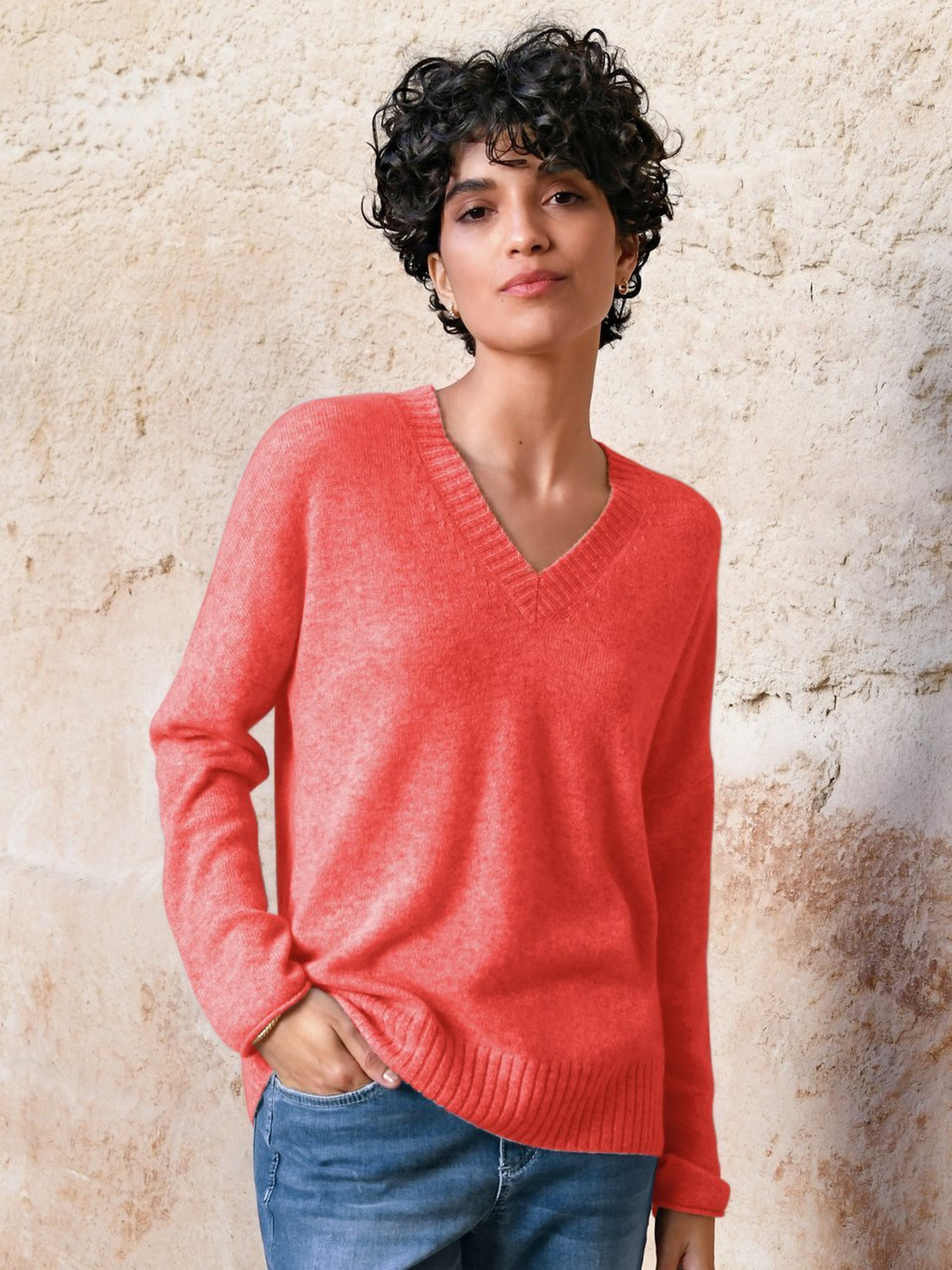 V-Pullover aus 100% Kaschmir