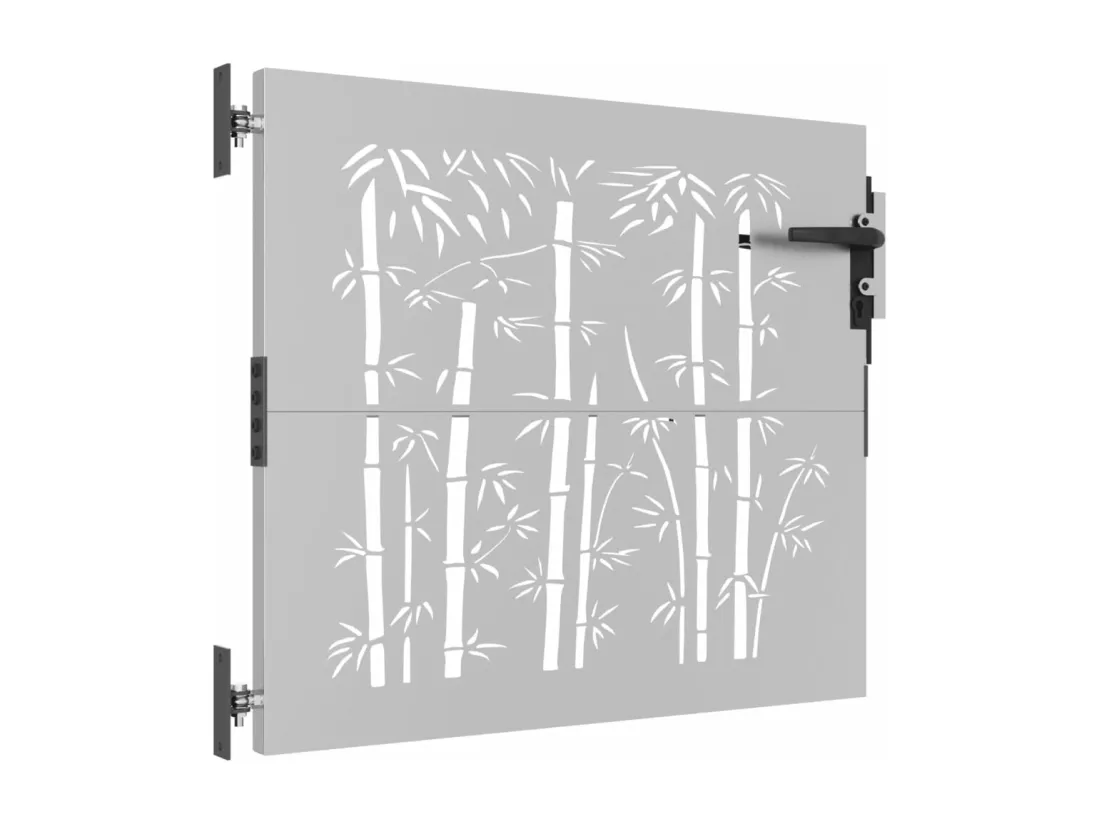 Portail de jardin 85x75 cm acier corten design de bambou