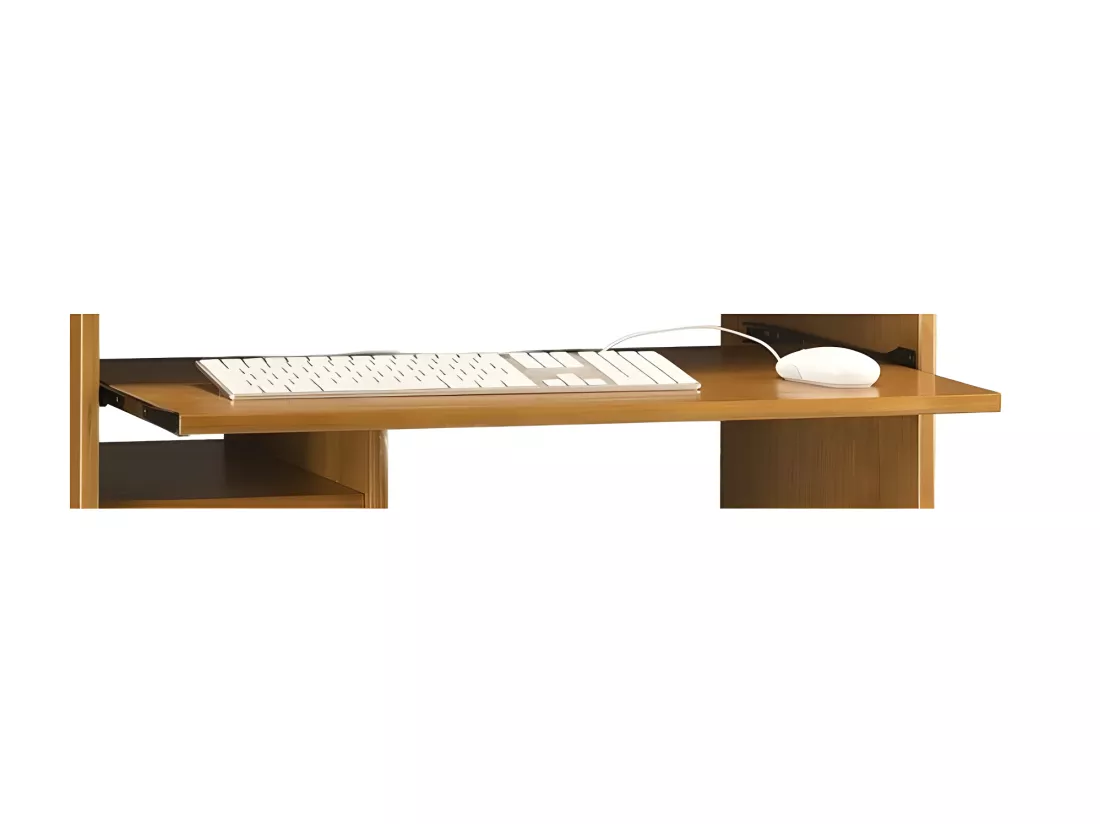 Meuble Informatique Pin Miel 5 Niches 4 Tablettes L 88 H 85.5 P 55 cm