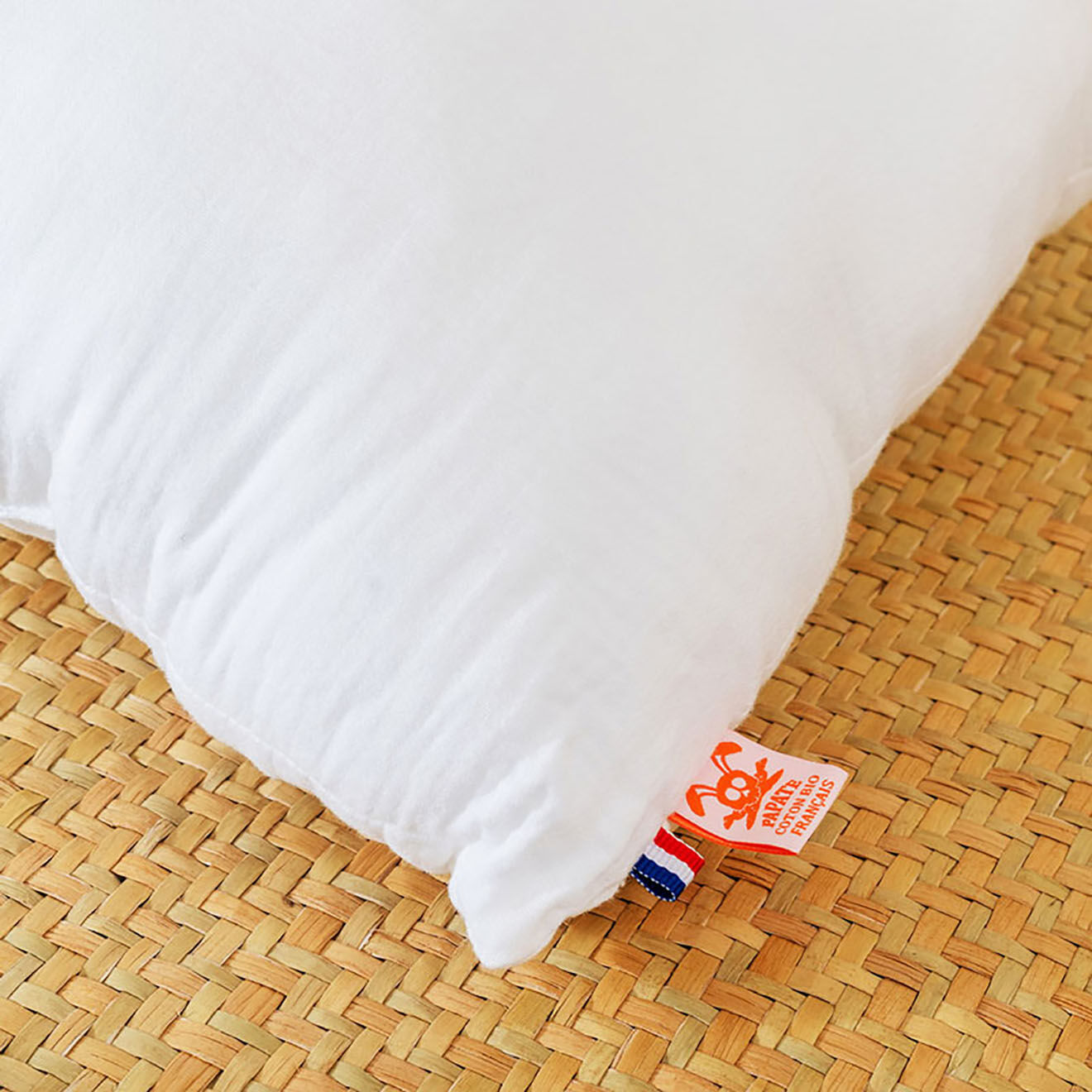 Papate Coussin Rectangle en Coton Bio blanc - 30x40 cm
