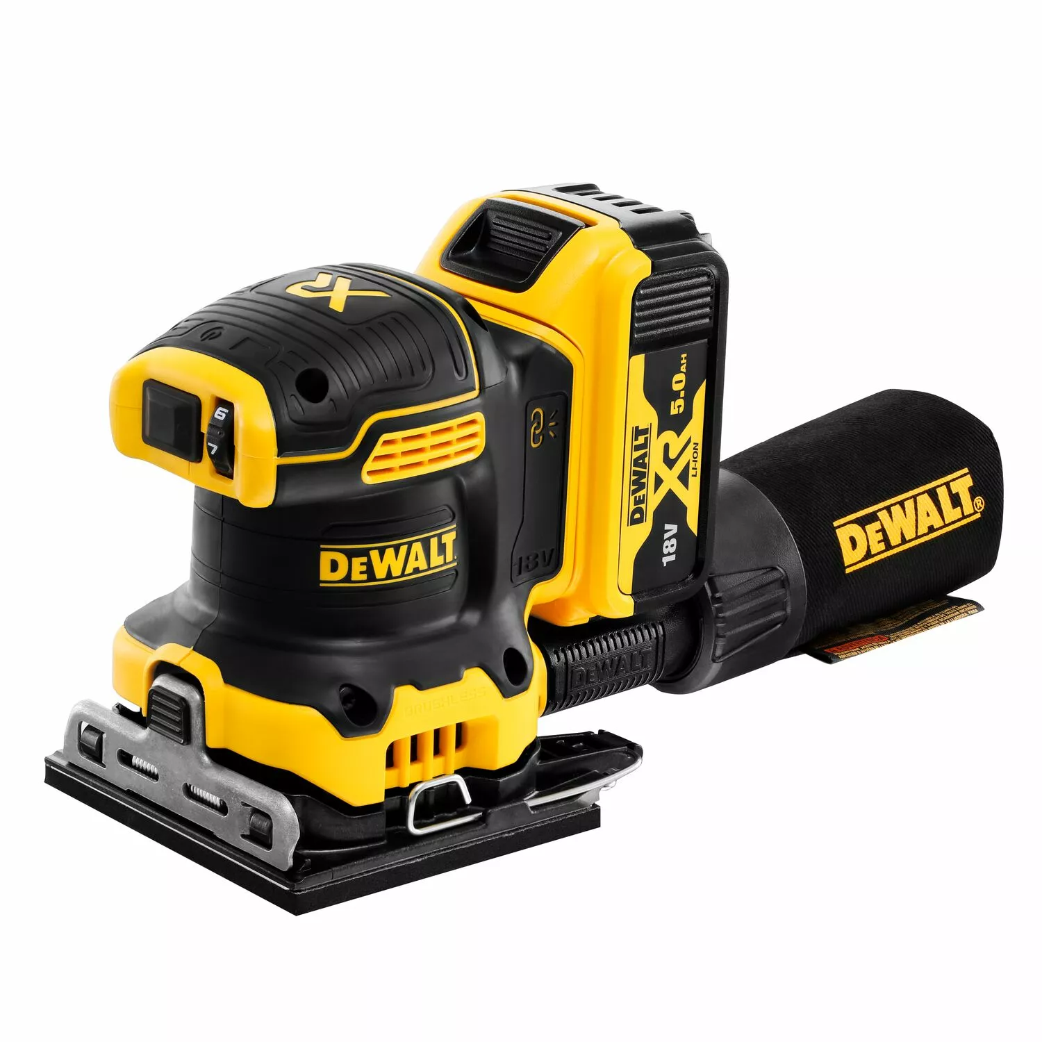 DeWALT DCW200P2 18V Li-ion XR Accu Vlakschuurmachine set (2x 5.0Ah) in TSTAK koffer