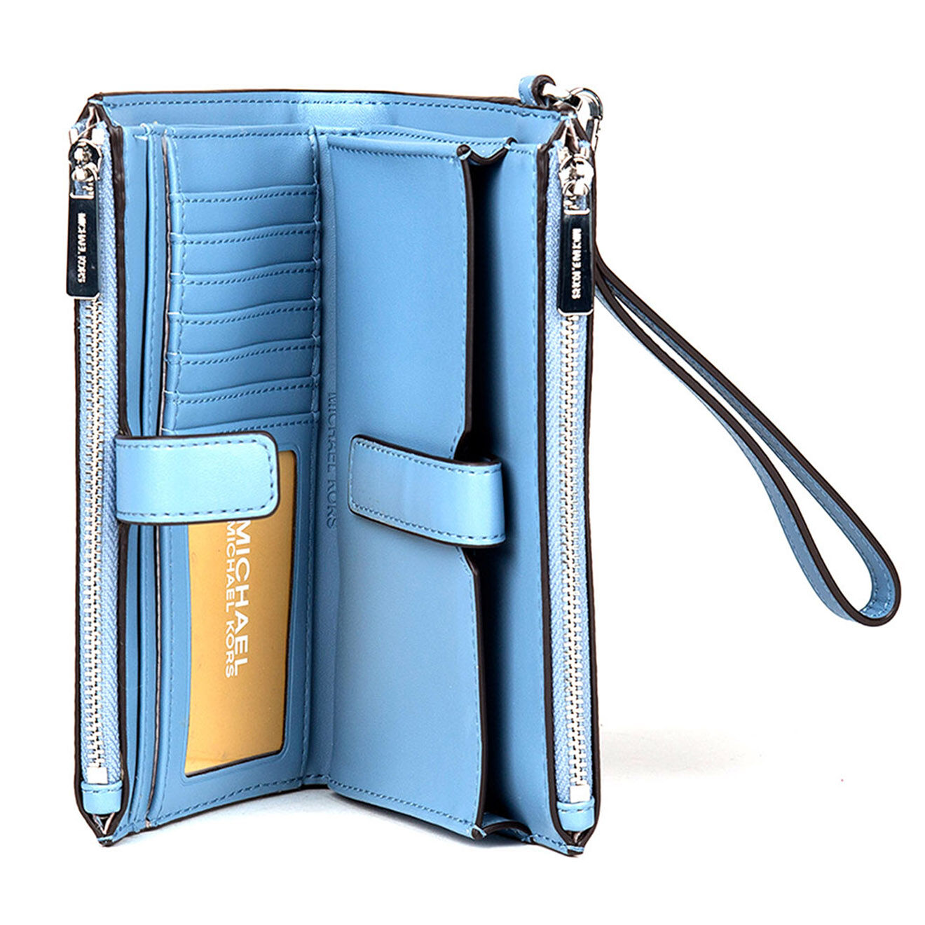 Michael Kors Portefeuille Jet Set Travel bleue - 18x10 cm