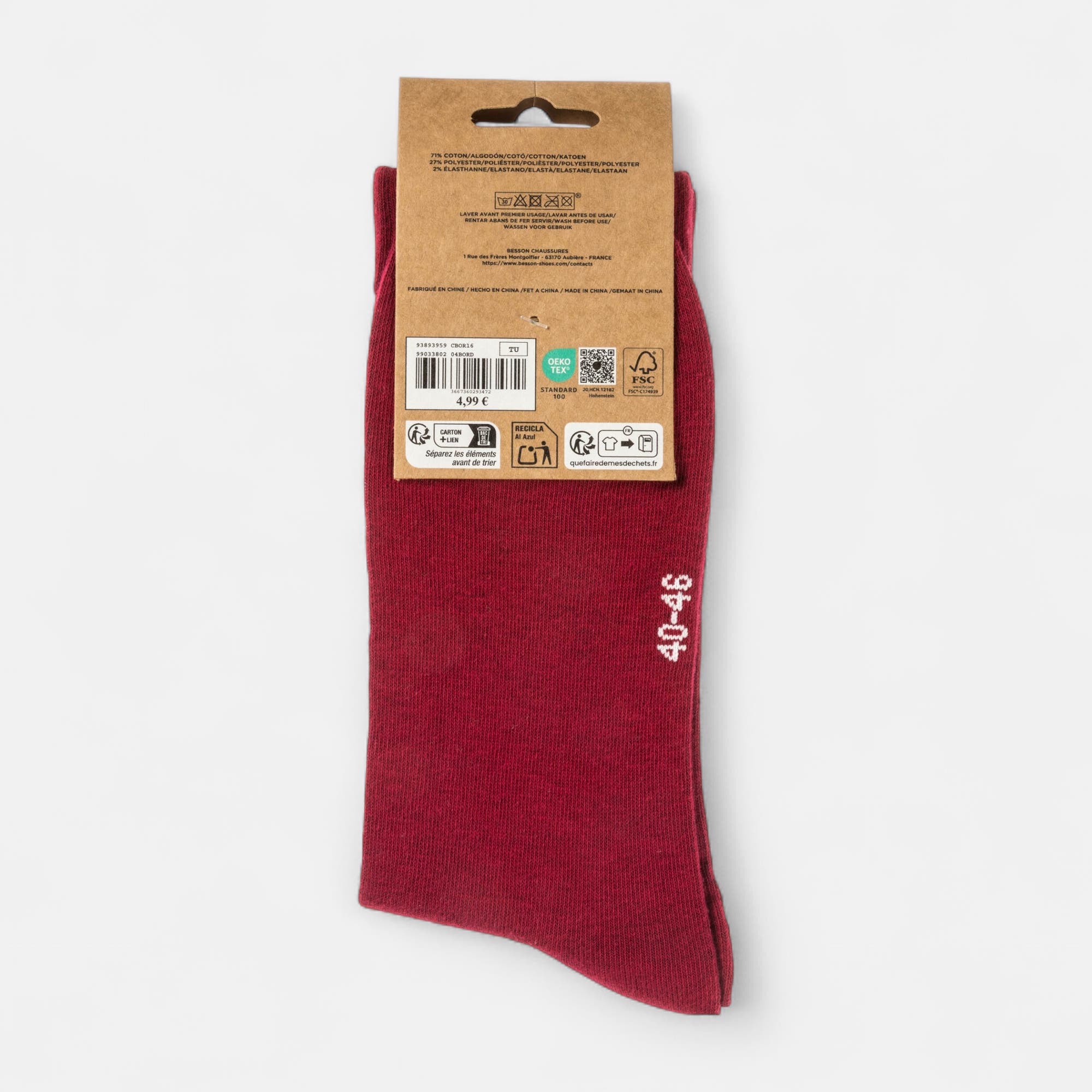 Chaussettes Homme bordeaux