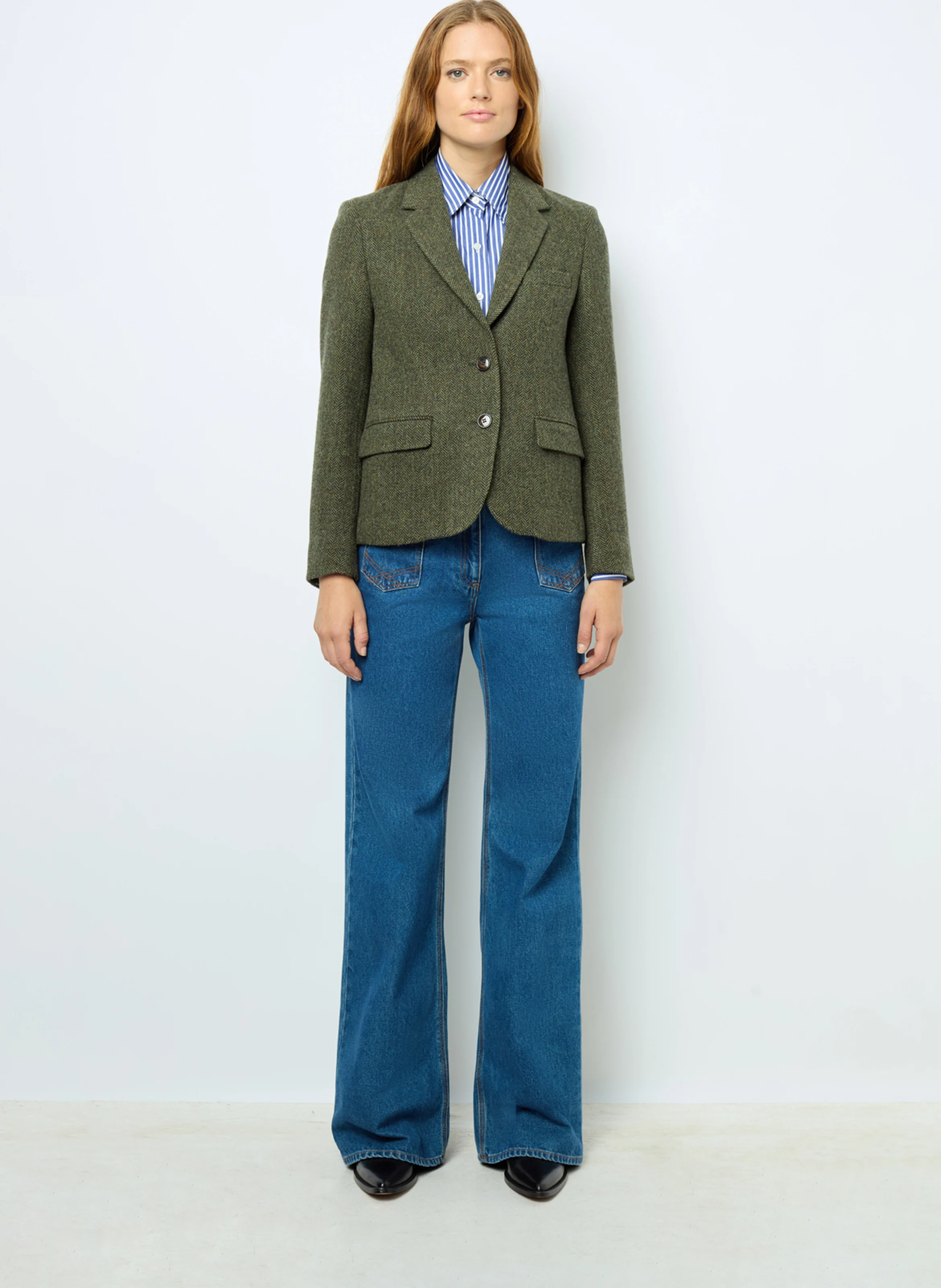 MARILOU - Veste de tailleur en laine vierge | Vert