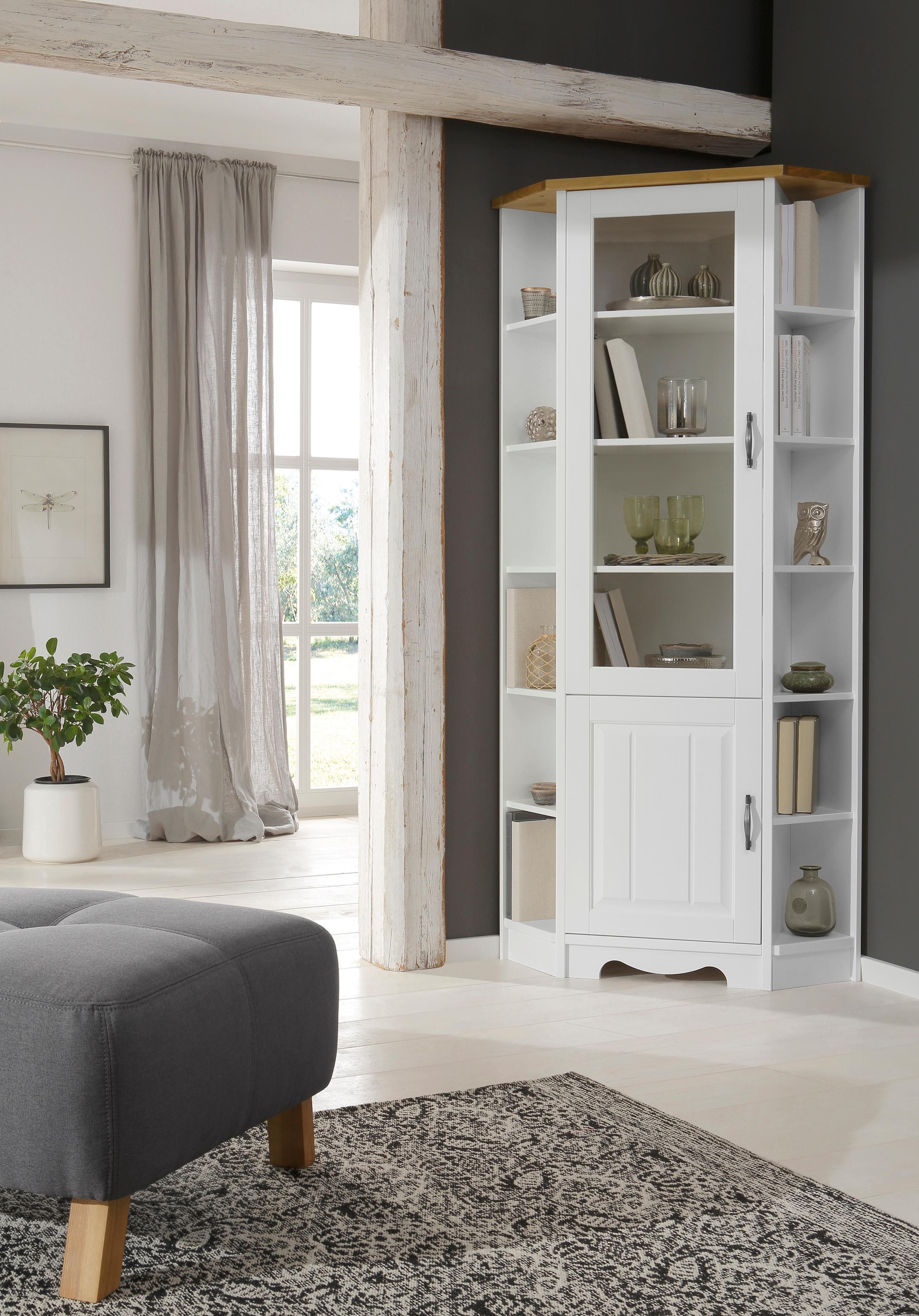 Home affaire Eckvitrine »Trinidad« Höhe 188 cm, FSC® zertifiziertes Massivholz