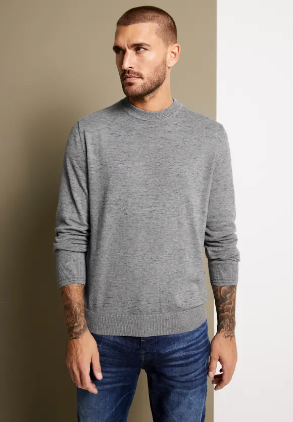 Basic Melange Pullover - stone grey melange