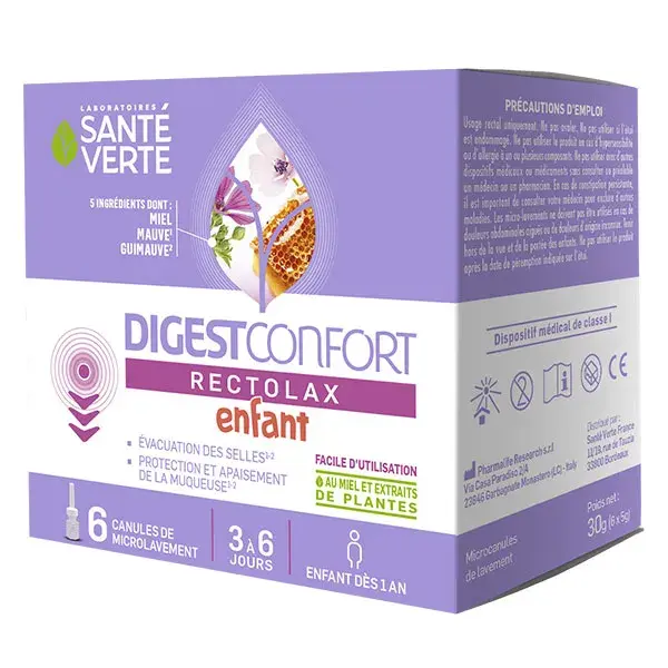 Santé Verte DIGEST COMFORT RECTOLAX CHILD Digestão 6 cânulas