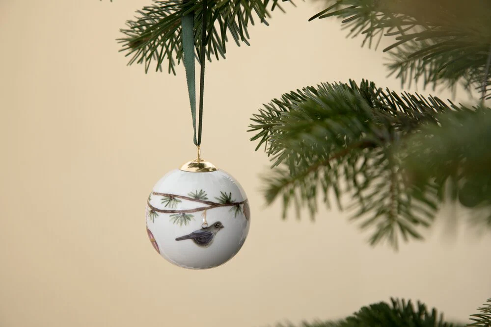 Kähler  Hammershøi Christmas kugle 2019, hvid m. deko - Ø6 cm.