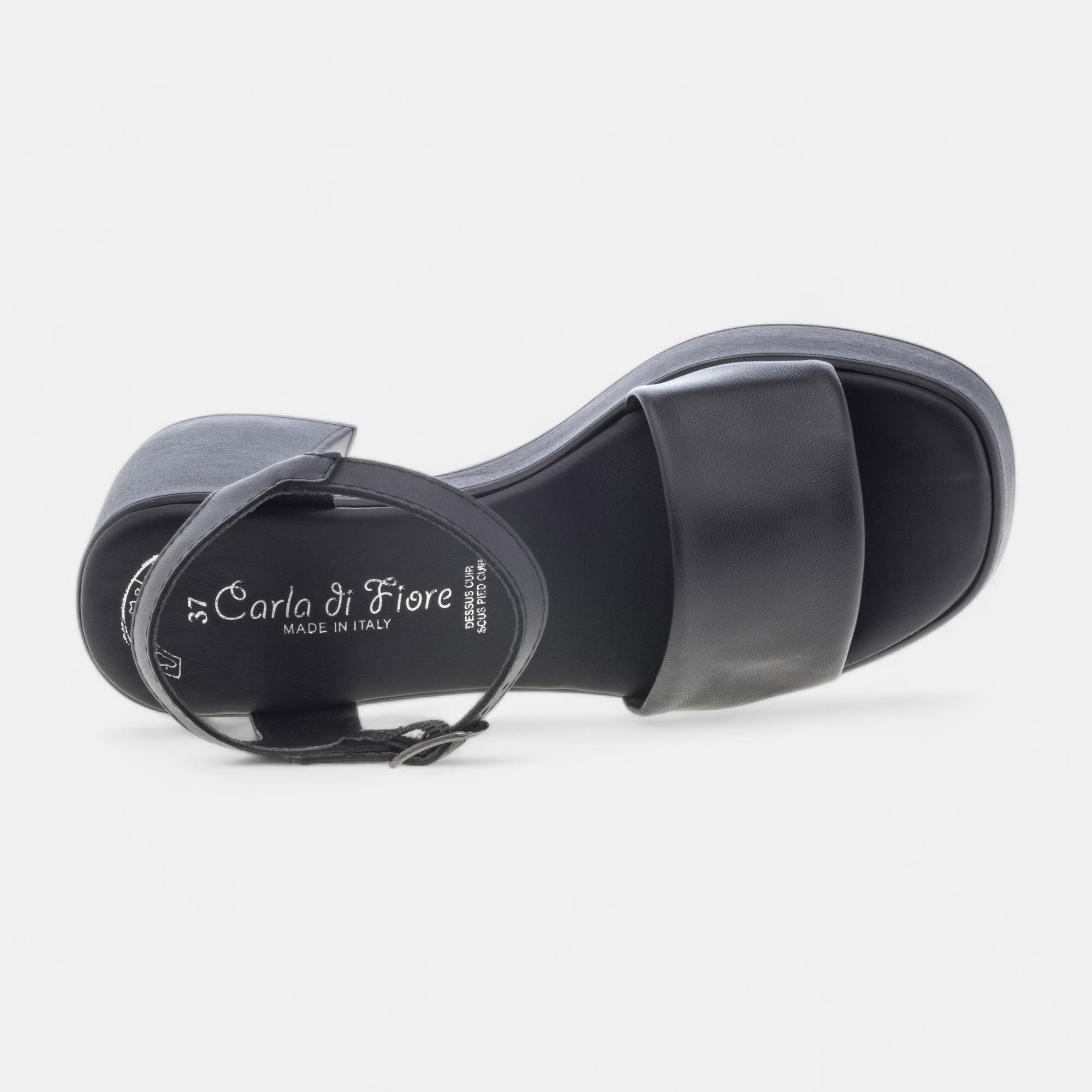 Sandales à talon Femme en cuir noir