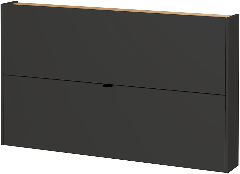 Lomadox Flurschrank Schuhschrank 140cm in grau mit Eiche ideal für schmale Flure