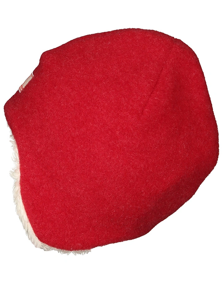 Woll-Mütze JONAS FLEECE mit Plüschfutter in rot/natur