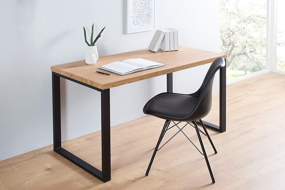 Design Schreibtisch Oak Desk 120cm Eiche Optik Vintage Metallgestell schwarz Schminktisch Tisch Bürotisch