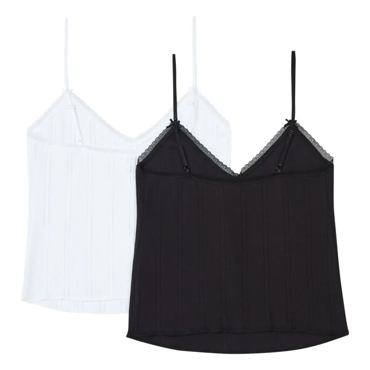 Cou Cou Intimates Pack de 2 Top Long Cami Pointelle Coton Bio | Blanc