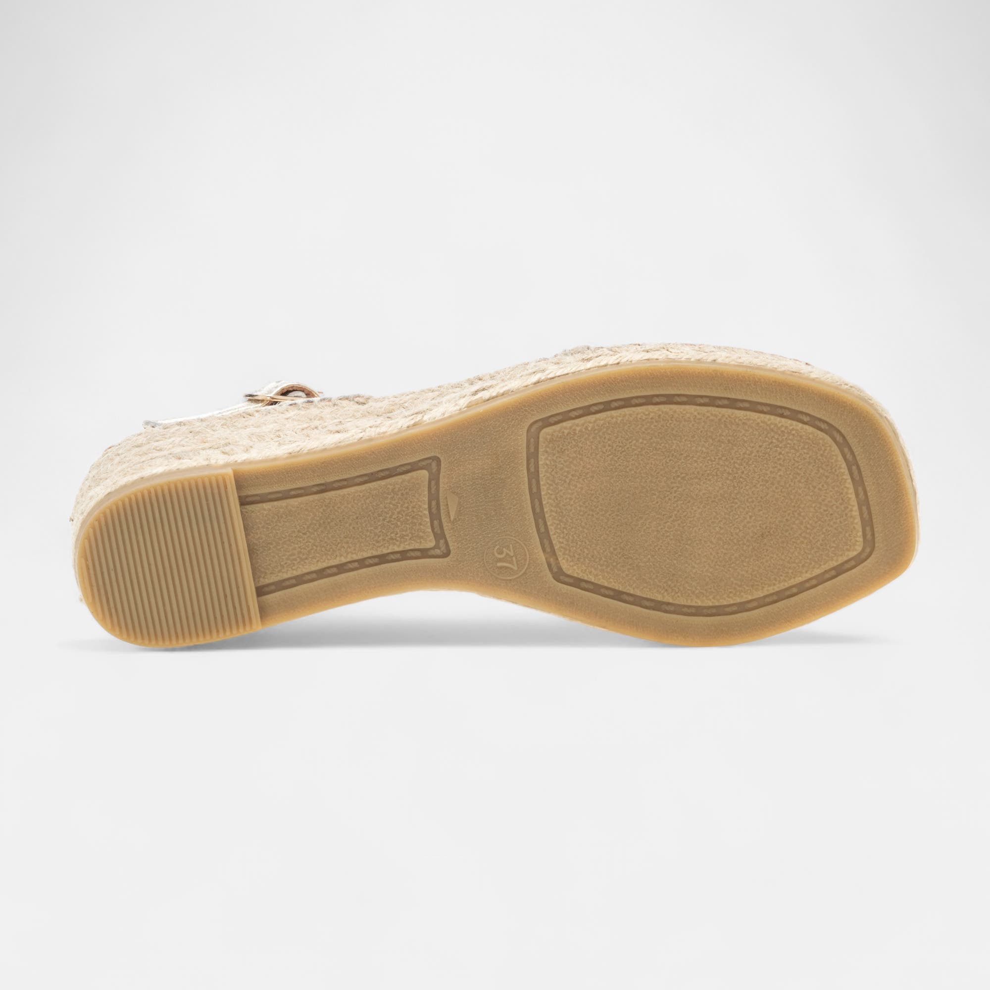 Espadrilles à talon compensé Femme en cuir or