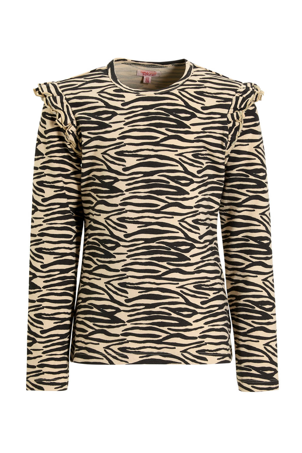Orange Stars longsleeve Razi zebraprint beige / zwart