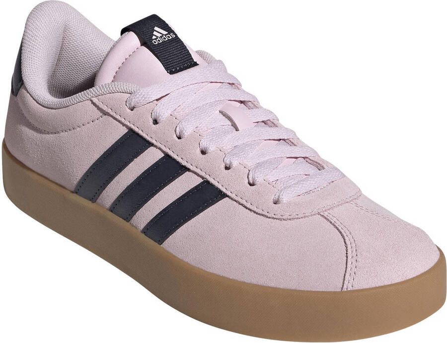Adidas Sportswear VL Court 3.0 suede sneakers lichtroze donkerblauw