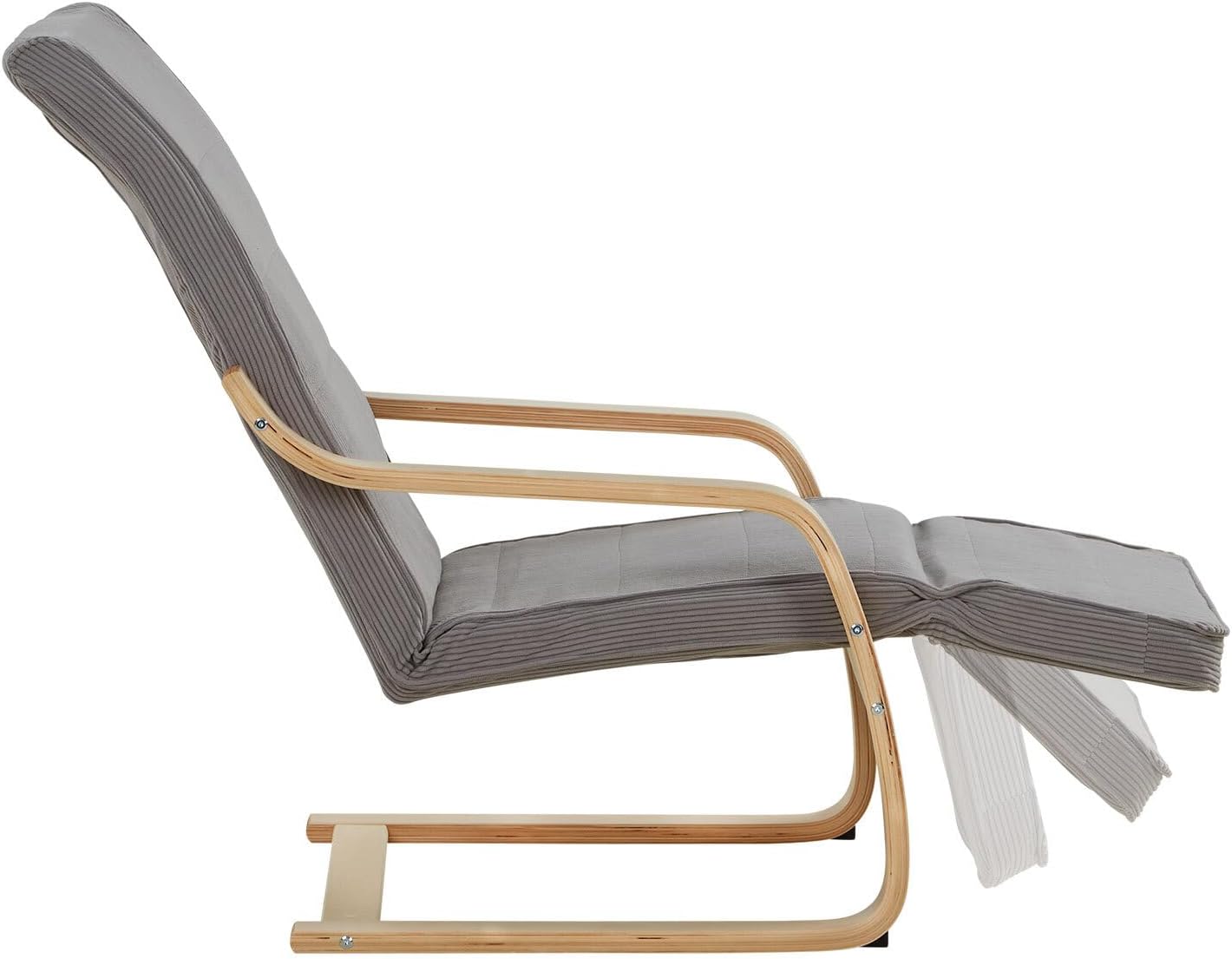 Homestyle4u 2636, Stuhl Relaxsessel mit Liegefunktion Schwingsessel Grau mit Armlehne Relaxstuhl Holz Wohnzimmer