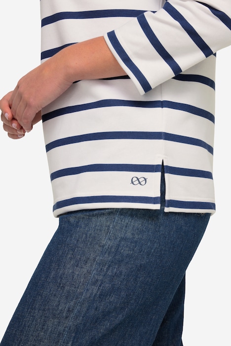 Sweatshirt, oversized, Ringel, 3/4-Ärmel, OEKO-TEX