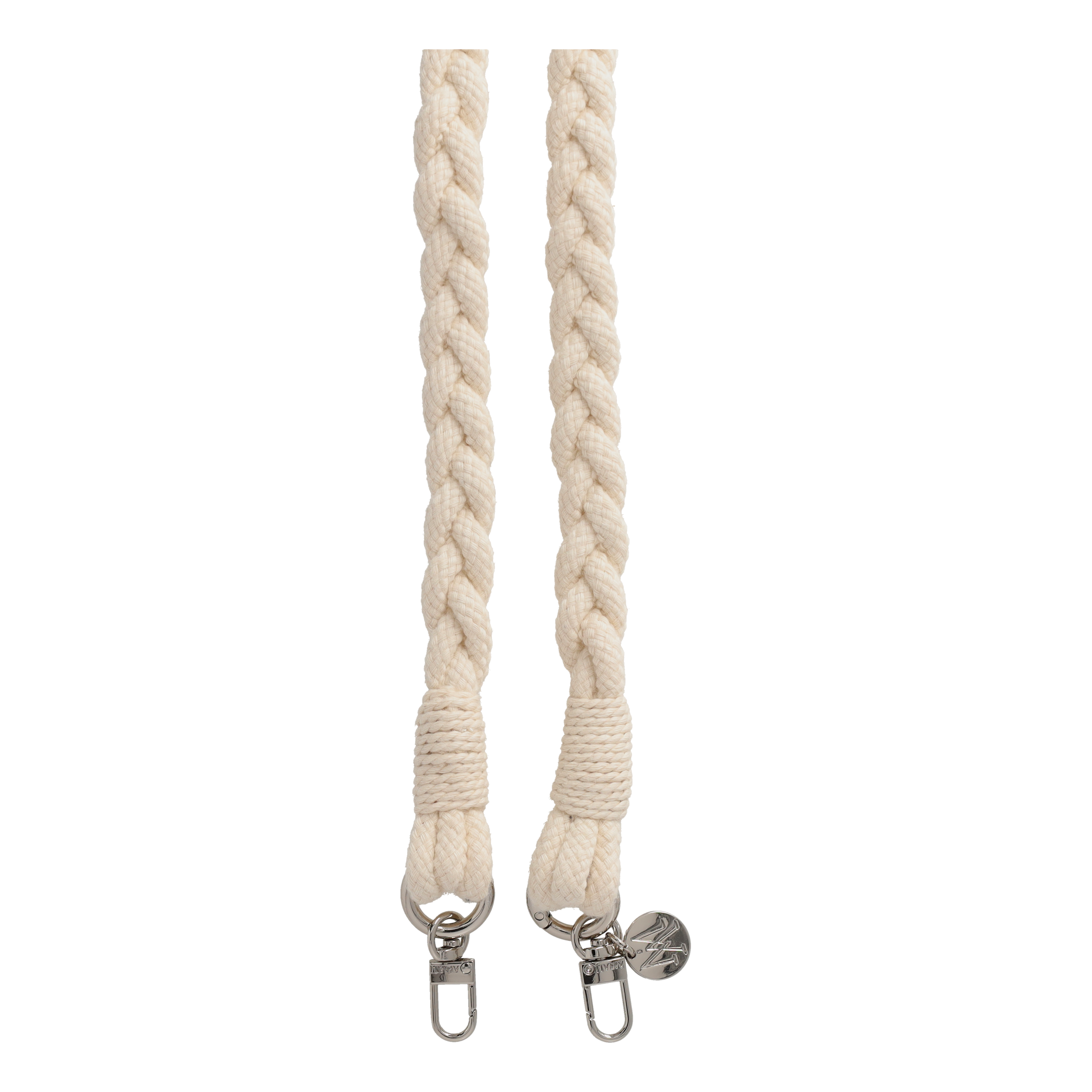 Handgemachte Handykordel Geflochtenes Umhängeband für Handyhüllen Silver - Ecru