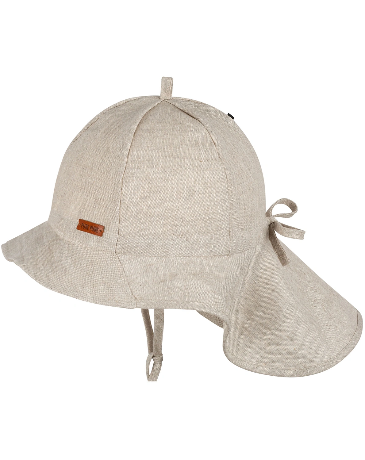Leinen-Sommerhut UNI mit Nackenschutz in beige