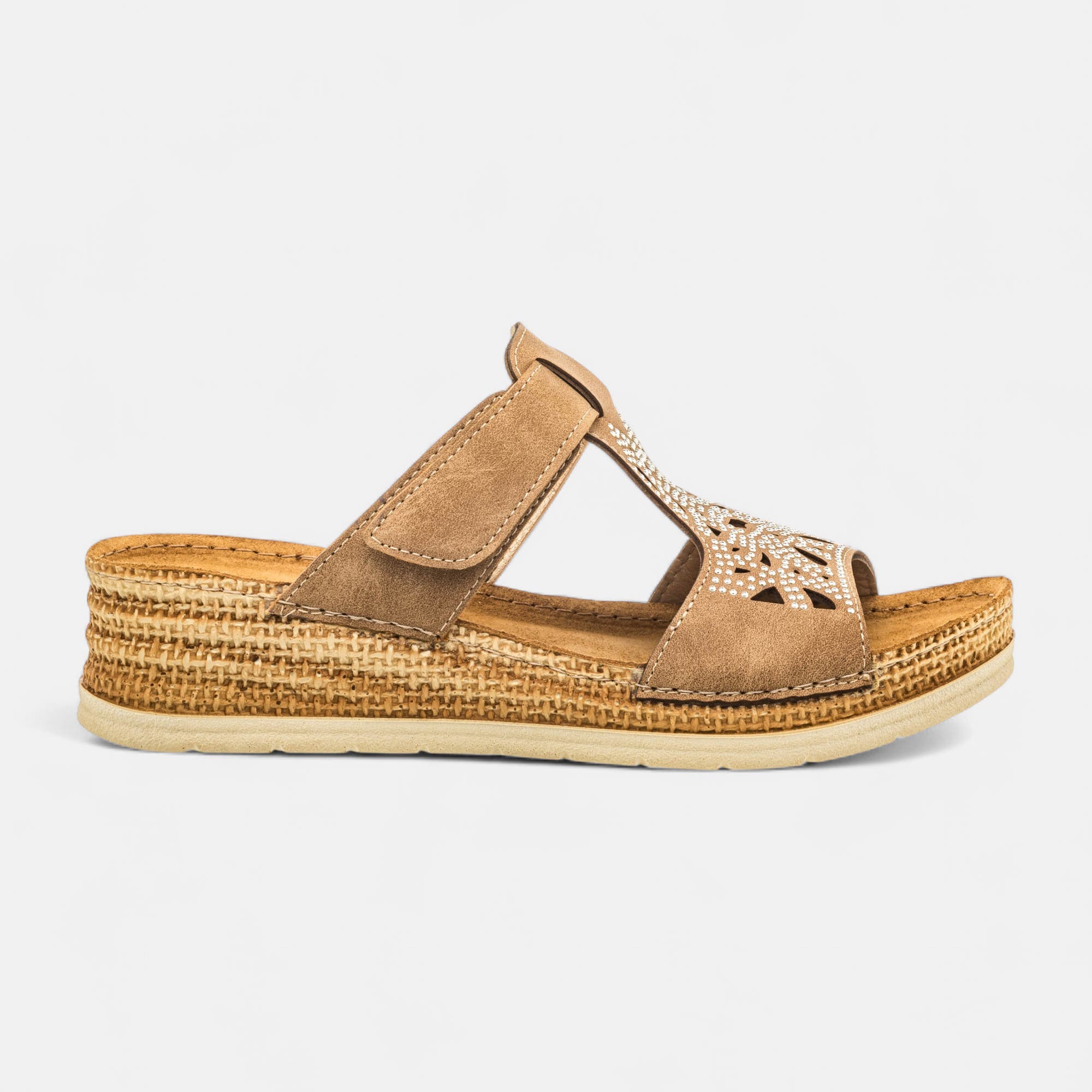 Mules à talon compensé Femme taupe