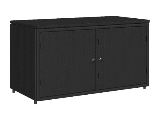 Armoire de rangement jardin noir 110x55x60,5 cm résine tressée