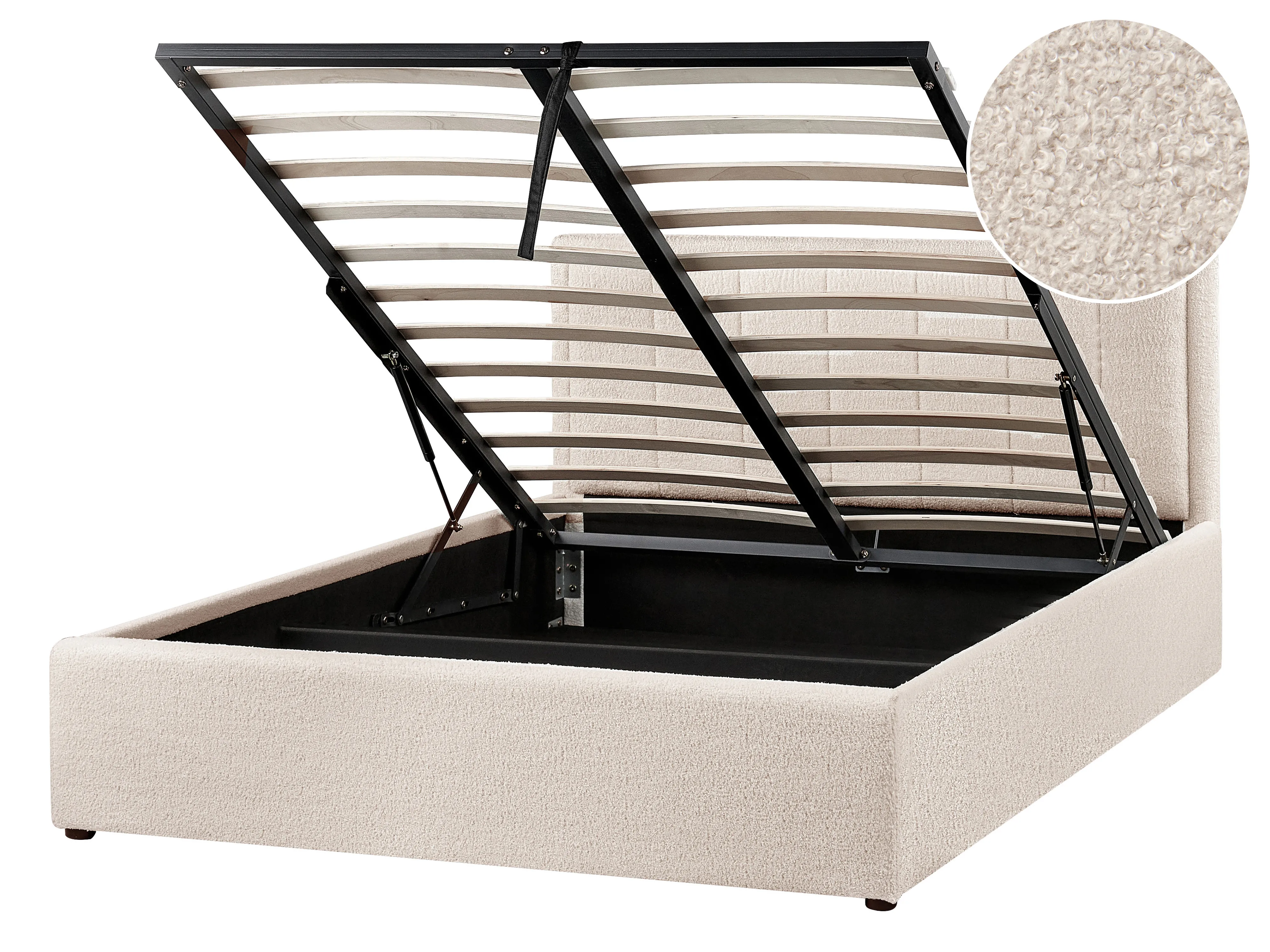 Bed met opbergruimte Bouclé MONTLAUR 140 x 200 cm Beige
