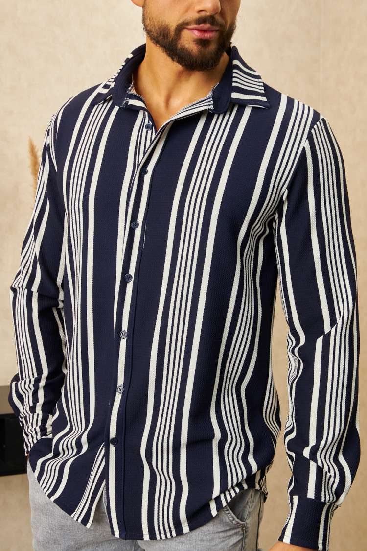 Chemise à rayures bleu et blanc