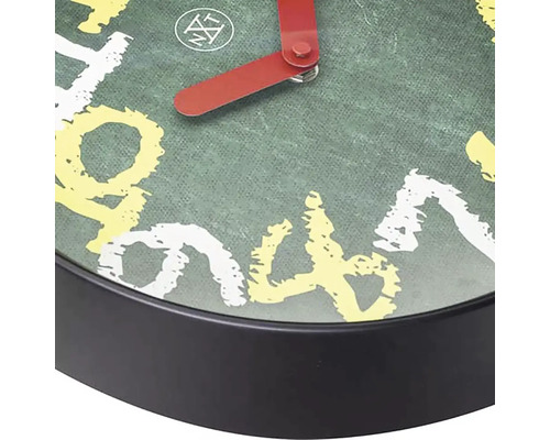 Wandklok, krijtborddesign, groen kunststof, Ø 30 cm