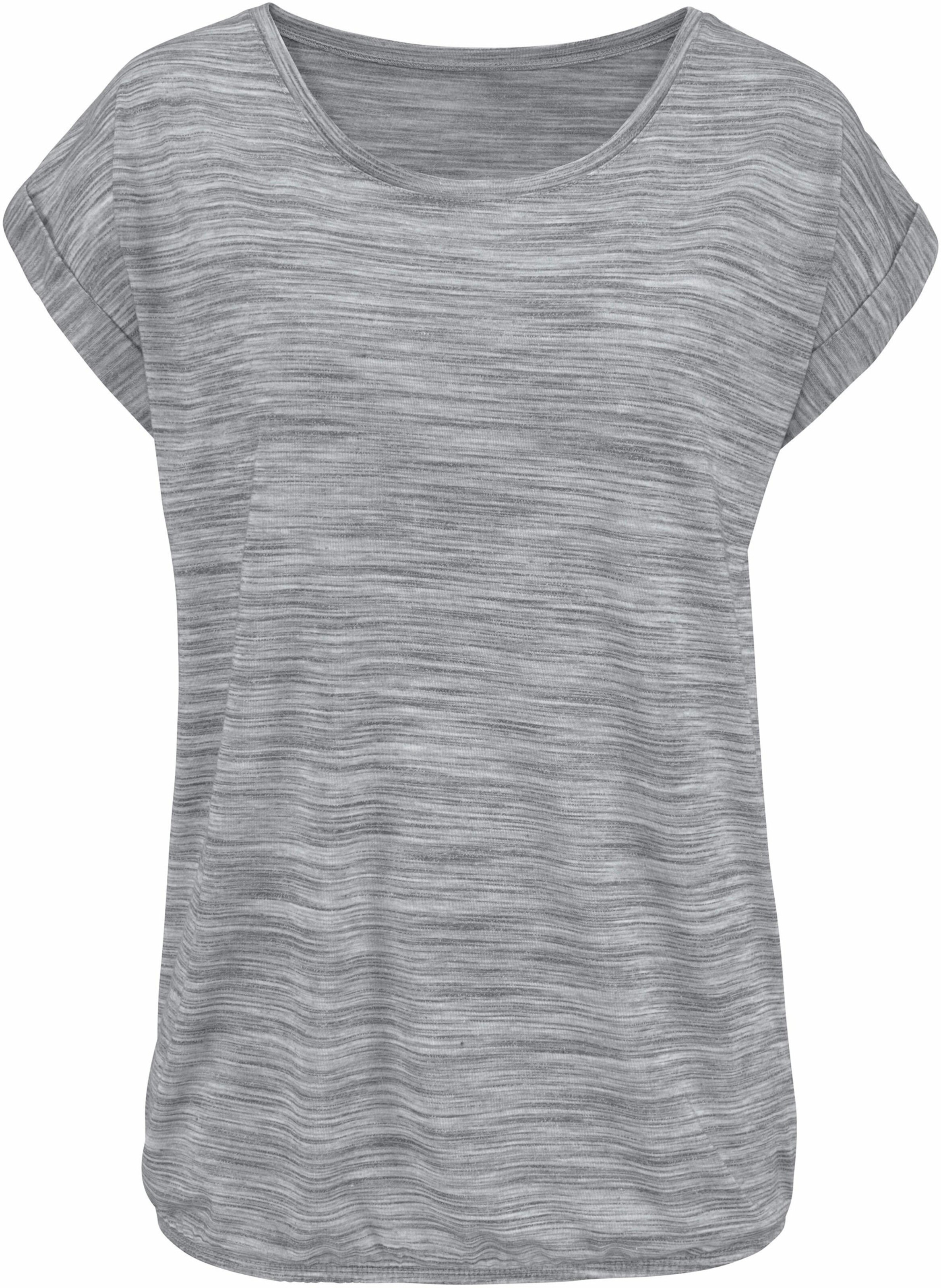 Beachtime Kurzarmshirt in apricot-meliert, grau-meliert
