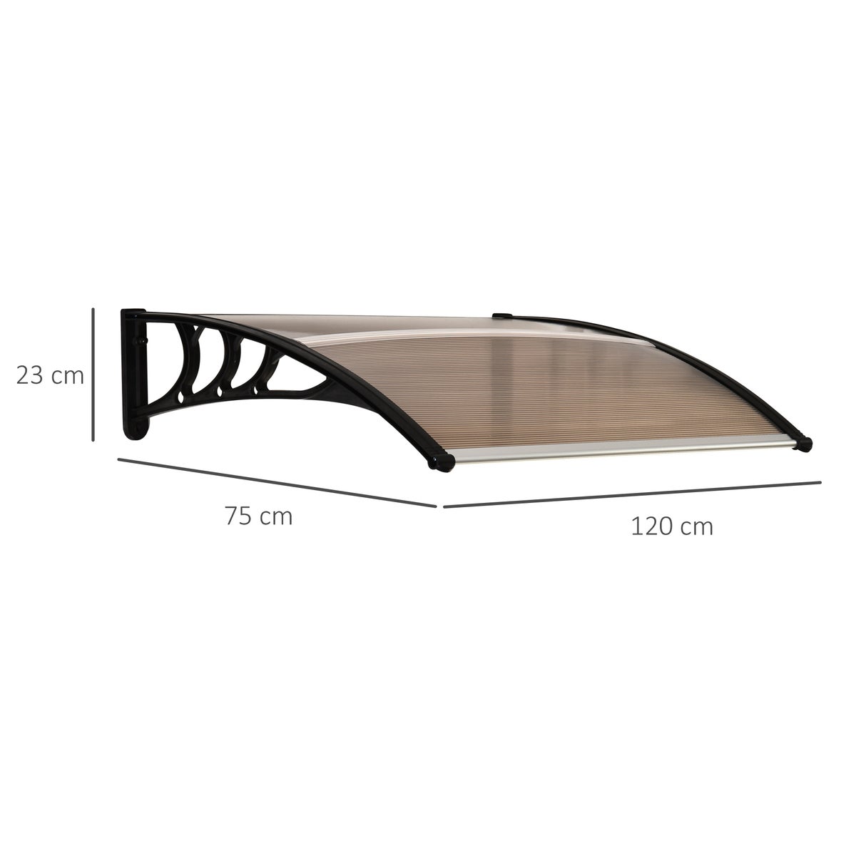 Outsunny Canopy Voordeur Luifel 120 x 75 cm Schuin Luifel Dak Polycarbonaat