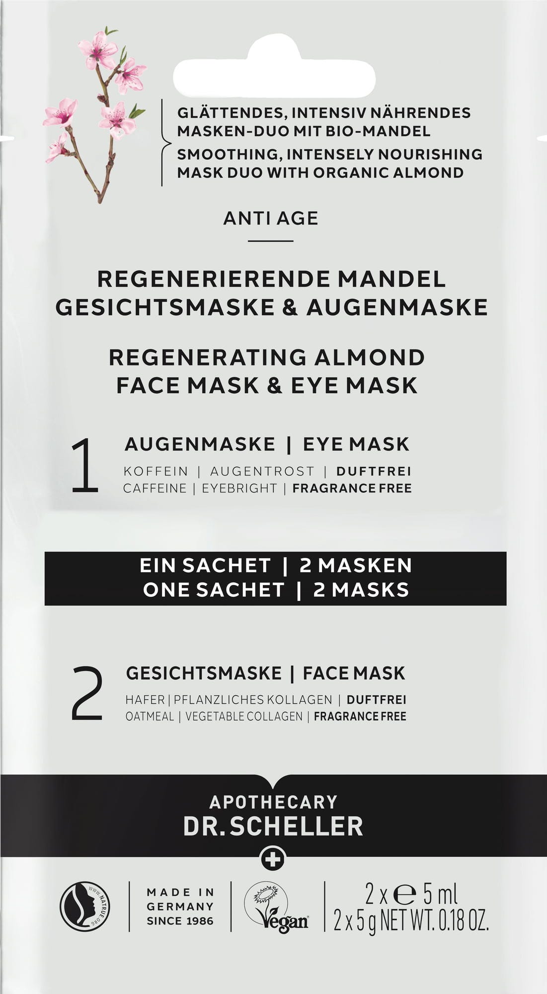 Dr. Scheller  Regenerierende Mandel Gesichtsmaske & Augenmaske, 10 ml