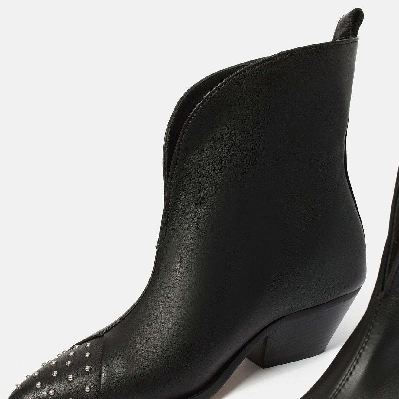 L37 Bottines en Cuir grainé Frontier Jet noires - Talon 5 cm