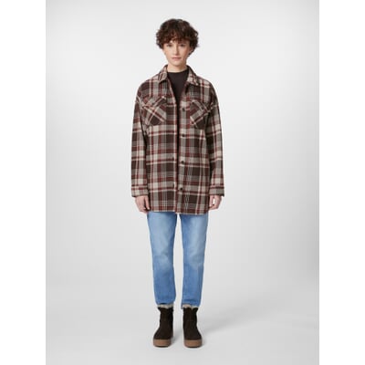 Damen-Hemdjacke kariert, Braunrot