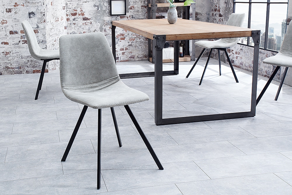 riess-ambiente Stuhl AMSTERDAM CHAIR - Retro stone grau Designklassiker pflegeleicht Esszimmer