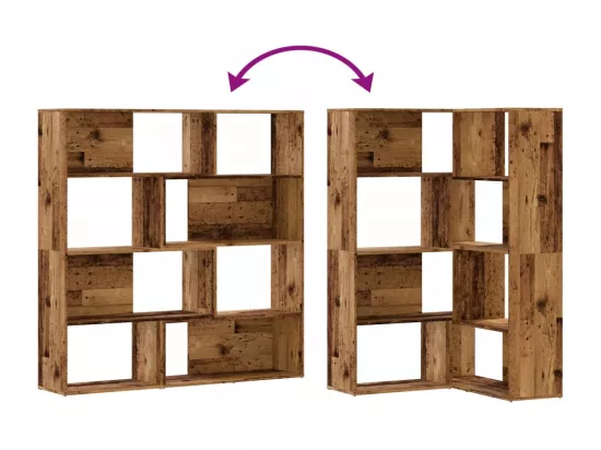 Bibliothèque d'angle à 4 niveaux vieux bois bois d'ingénierie