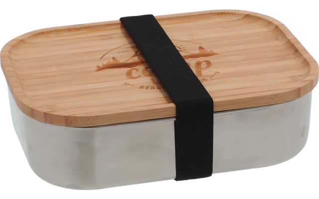 Camplife Edelstahldose mit Bambusdeckel und Gummiband