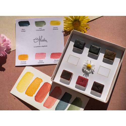 ALMATER Aquarellset mit 6 handgemachte Aquarellfarben