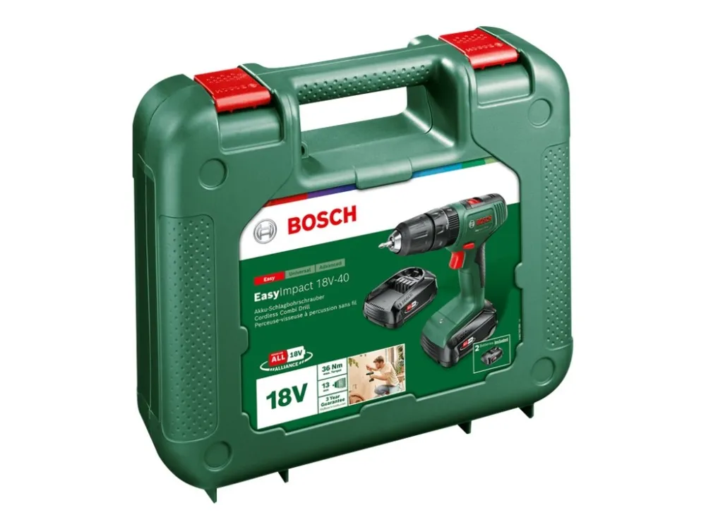 Bosch AKKUSLAGBOREMASKINE 18V-40 2X1,5AH S-BOX