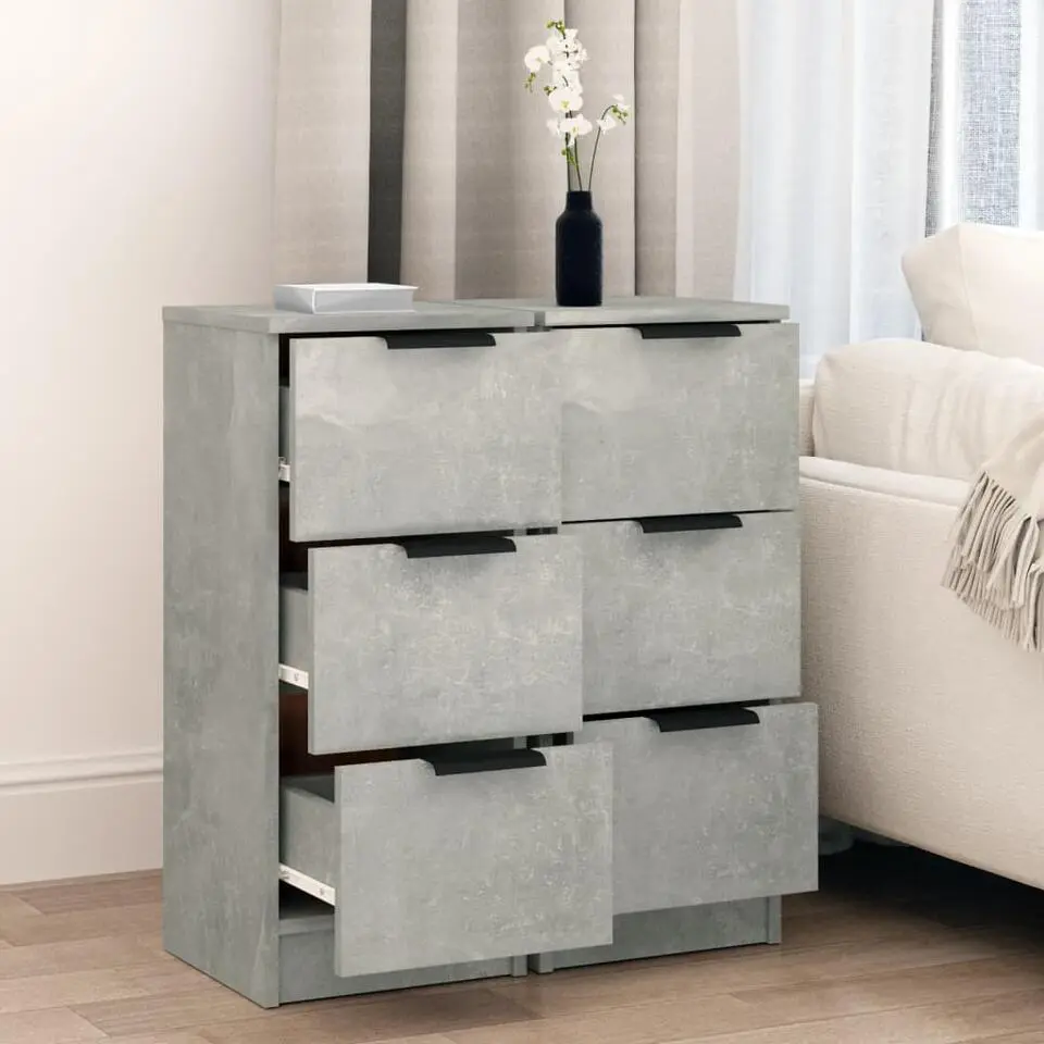 vidaXL - Dressoir - Grijs - Bewerkt hout - 2 stuks